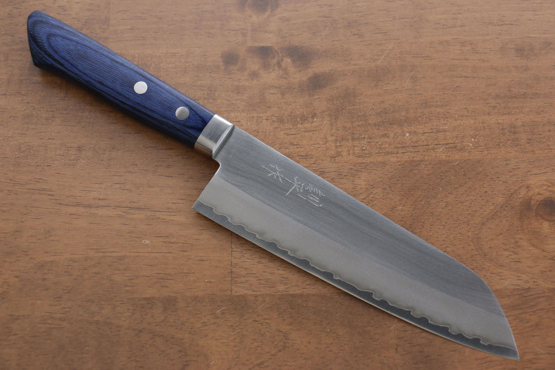 Kunihira VG1 Migaki Finished Santoku  170mm Blue Pakka wood Handle - Japannywholesale