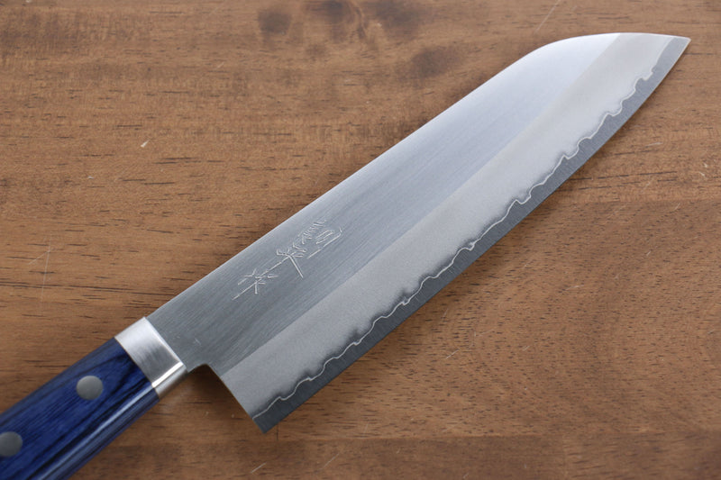 Kunihira VG1 Migaki Finished Santoku  170mm Blue Pakka wood Handle - Japannywholesale