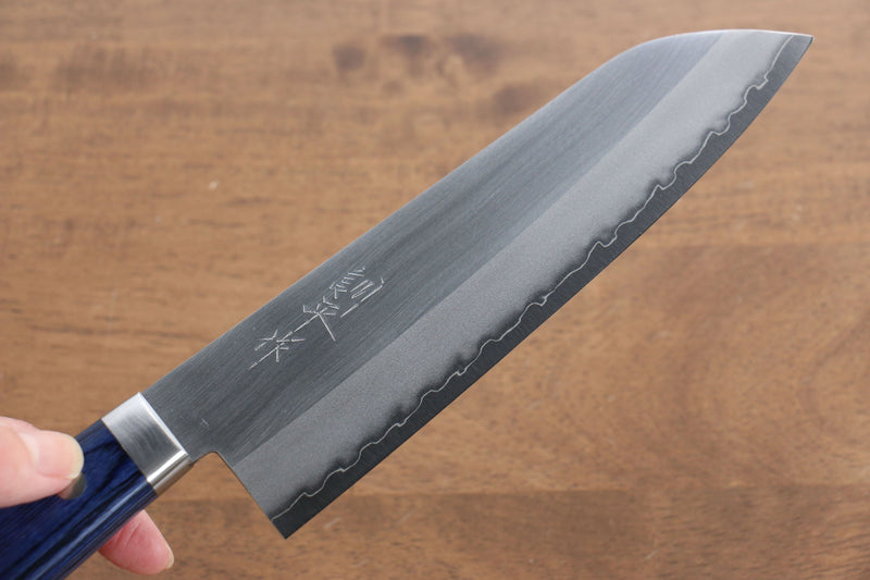 Kunihira VG1 Migaki Finished Santoku  170mm Blue Pakka wood Handle - Japannywholesale