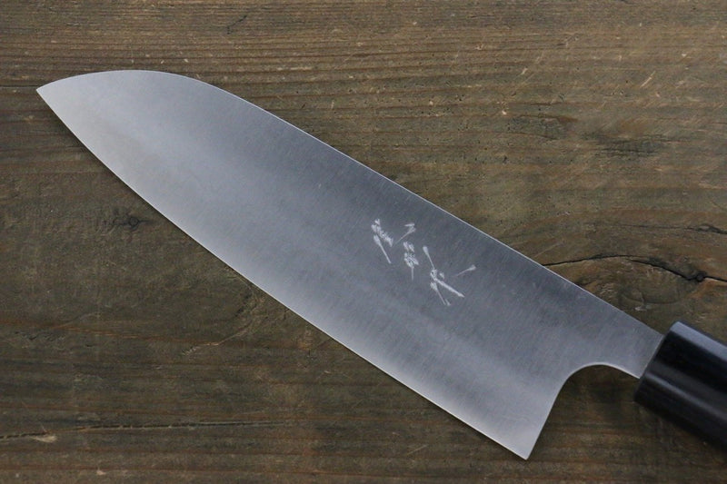 Ogata White Steel No.2  Damascus Santoku  165mm with Shitan Handle - Japannywholesale