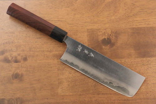 Yoshimi Kato Blue Super Migaki Finished Nakiri  165mm with Shitan Handle - Japannywholesale