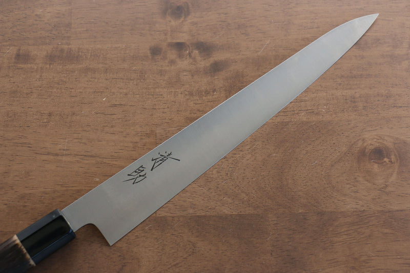 Seisuke Swedish Steel-stn Sujihiki  240mm Burned Chestnuts Handle - Japannywholesale