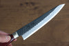 Seisuke Blue Super Hammered Kurouchi Petty-Utility  135mm Red Pakka wood Handle - Japannywholesale