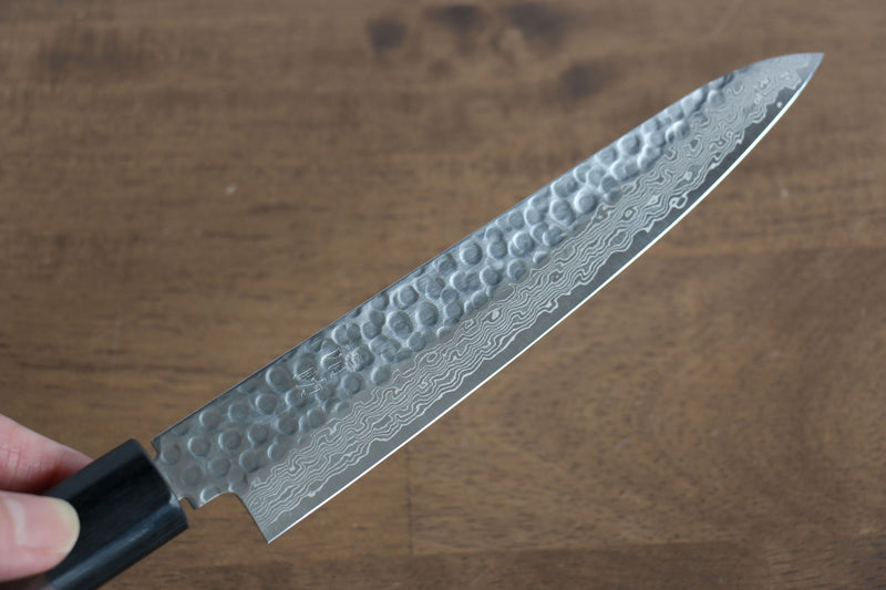 Seisuke VG10 16 Layer Hammered Damascus Petty-Utility  150mm Shitan Handle - Japannywholesale