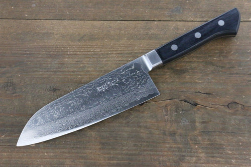 Takayuki Iwai VG10 Damascus Santoku  165mm Pakka wood Handle - Japannywholesale