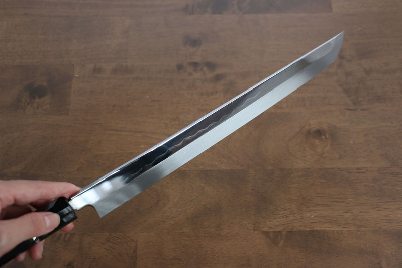 Sakai Takayuki Water Quenching Honyaki White Steel No.2 Mirrored Finish Sakimaru Yanagiba  300mm Ebony with Ring Handle with Sheath - Japannywholesale