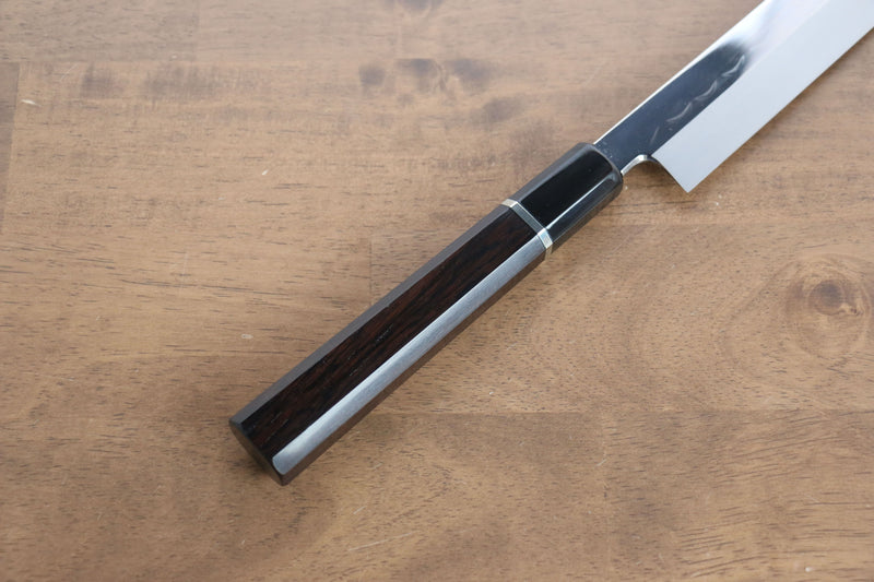 Sakai Takayuki Water Quenching Honyaki White Steel No.2 Mirrored Finish Sakimaru Yanagiba  300mm Ebony with Ring Handle with Sheath - Japannywholesale