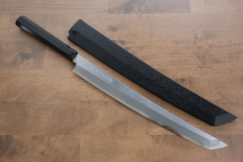 Sakai Takayuki Zangetsu White Steel No.1 Sakimaru Yanagiba  330mm Ebony Wood Handle with Sheath - Japannywholesale