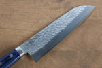 Kunihira Kokuryu VG10 Hammered Santoku  170mm Blue Pakka wood Handle - Japannywholesale