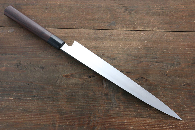 Takayuki Iwai Blue Steel No.2 Kurouchi Yanagiba  270mm Shitan Handle - Japannywholesale