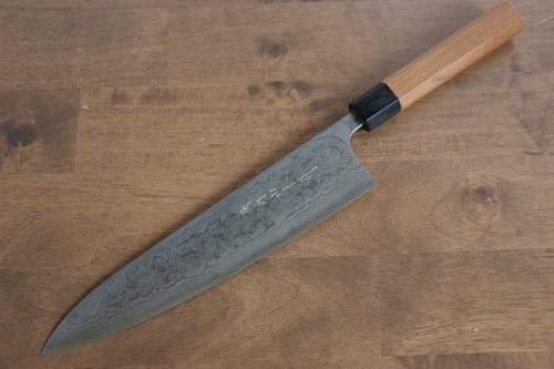 Nao Yamamoto VG10 Damascus Hammered Gyuto  240mm Cherry Blossoms Handle - Japannywholesale