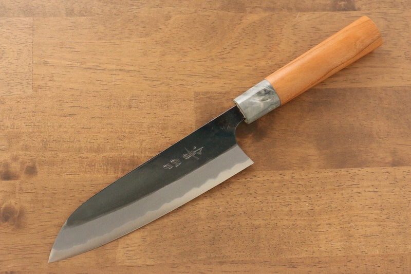 Masakage Masakage Mizu Blue Steel No.2 Black Finished Santoku  165mm with American Cherry Handle - Japannywholesale