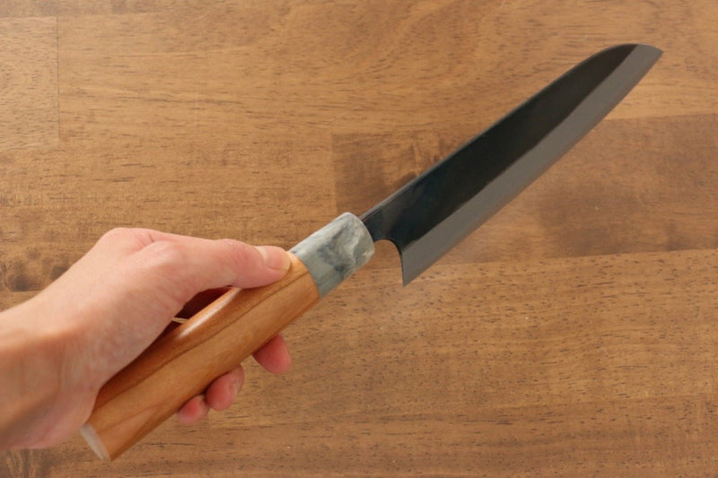 Masakage Masakage Mizu Blue Steel No.2 Black Finished Santoku  165mm with American Cherry Handle - Japannywholesale