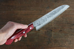 Nao Yamamoto VG10 Hammered Damascus Santoku  170mm Red Pakka wood Handle - Japannywholesale