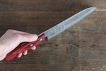 Nao Yamamoto VG10 Hammered Damascus Santoku  170mm Red Pakka wood Handle - Japannywholesale