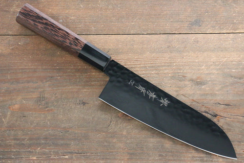 Sakai Takayuki Kurokage VG10 Hammered Teflon Coating Santoku  170mm Wenge Handle - Japannywholesale