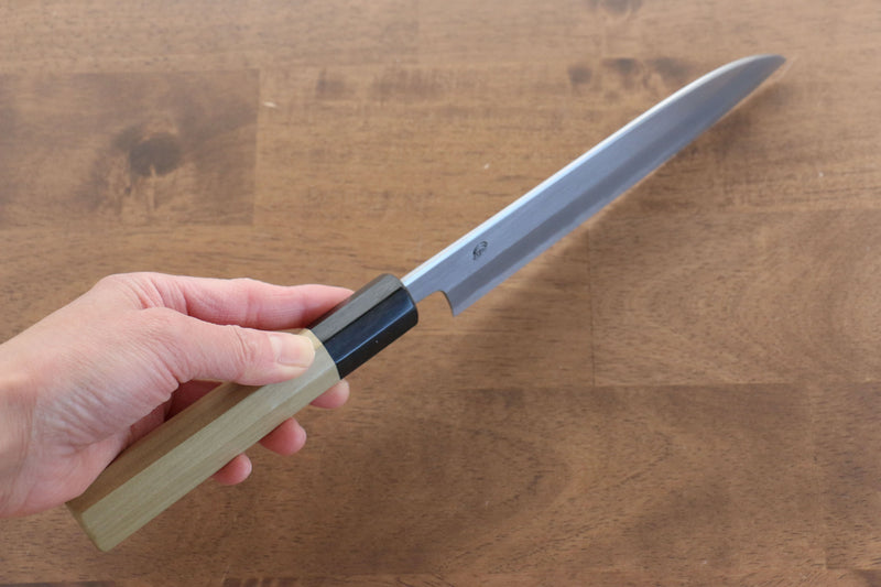 Kikuzuki White Steel No.2 Kasumitogi Santoku  180mm Magnolia Handle - Japannywholesale