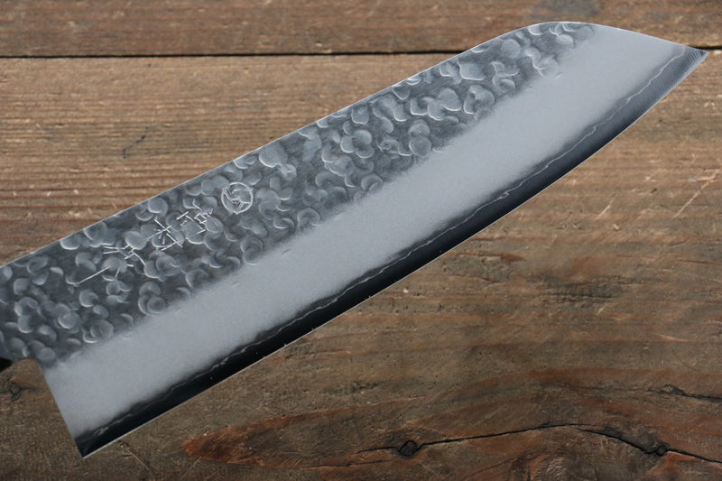 Takamura Knives Chromax Steel Hammered Santoku  170mm with Black Pakka wood Handle - Japannywholesale