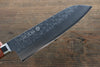 Takamura Knives Chromax Steel Hammered Santoku  170mm with Brown Pakka wood Handle - Japannywholesale