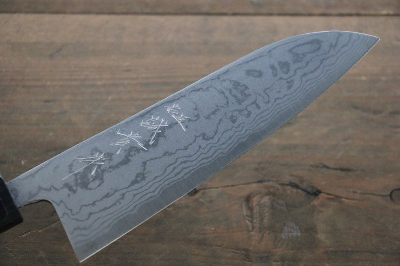 Shigeki Tanaka Blue Steel No.2 Damascus Santoku  165mm Walnut Handle - Japannywholesale