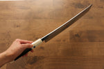 Jikko Silver Steel No.3 Sakimaru Yanagiba  300mm Ebony with Ring Handle - Japannywholesale