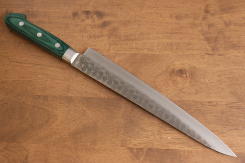 Sakai Takayuki VG10 17 Layer Damascus Sujihiki  240mm Green Pakka wood Handle - Japannywholesale