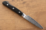 Seisuke Kagami AUS10 Mirrored Finish Damascus Petty-Utility  80mm Black Pakka wood Handle - Japannywholesale