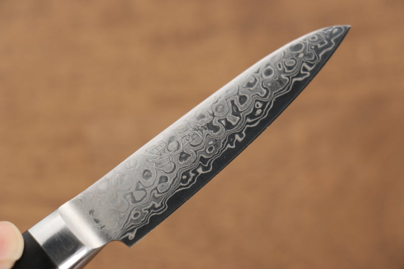 Seisuke Kagami AUS10 Mirrored Finish Damascus Petty-Utility  80mm Black Pakka wood Handle - Japannywholesale