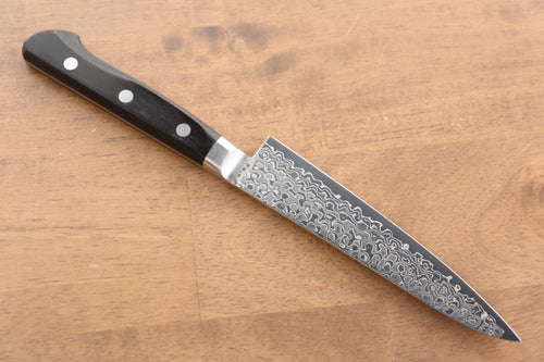 Seisuke Kagami AUS10 Mirrored Finish Damascus 45 Layer Petty-Utility  135mm Black Pakka wood Handle - Japannywholesale