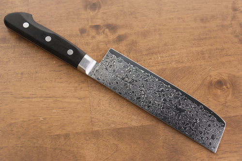 Seisuke Kagami AUS10 Mirrored Finish Damascus Nakiri  170mm Black Pakka wood Handle - Japannywholesale