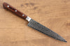 Seisuke Mokusei ZA-18 Mirrored Finish Damascus Petty-Utility  135mm Brown Pakka wood Handle - Japannywholesale