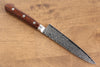 Seisuke Mokusei ZA-18 Mirrored Finish Damascus Petty-Utility  135mm Brown Pakka wood Handle - Japannywholesale