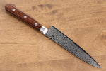 Seisuke Mokusei ZA-18 Mirrored Finish Damascus Petty-Utility  135mm Brown Pakka wood Handle - Japannywholesale