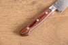 Seisuke Mokusei ZA-18 Mirrored Finish Damascus Petty-Utility  135mm Brown Pakka wood Handle - Japannywholesale