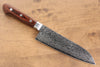 Seisuke Mokusei ZA-18 Mirrored Finish Damascus Santoku  170mm Brown Pakka wood Handle - Japannywholesale