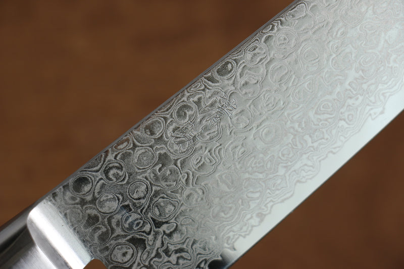 Seisuke Mokusei ZA-18 Mirrored Finish Damascus Santoku  170mm Brown Pakka wood Handle - Japannywholesale