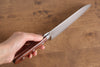 Seisuke Mokusei ZA-18 Mirrored Finish Damascus Santoku  170mm Brown Pakka wood Handle - Japannywholesale