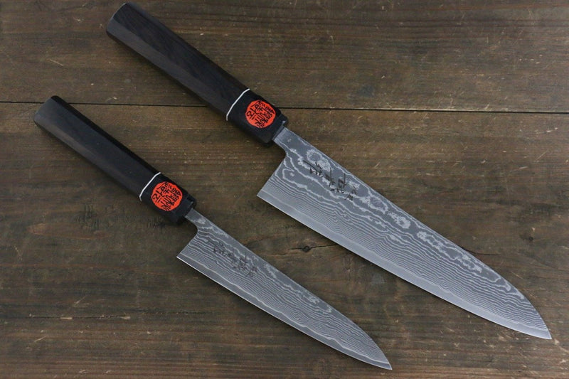 Shigeki Tanaka R2 Damascus Japanese Gyuto 210mm & Petty 150mm Knife set - Japannywholesale