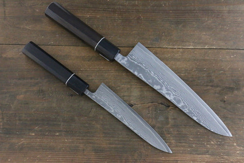 Shigeki Tanaka R2 Damascus Japanese Gyuto 210mm & Petty 150mm Knife set - Japannywholesale