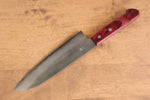 Nao Yamamoto Silver Steel No.3 Nashiji Santoku  180mm Red Pakka wood Handle - Japannywholesale