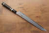 Jikko Blue Steel Damascus Kiritsuke Sujihiki  270mm Ebony with Double Ring Handle - Japannywholesale