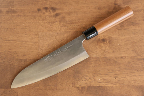 Nao Yamamoto Silver Steel No.3 Nashiji Santoku  180mm Walnut Handle - Japannywholesale