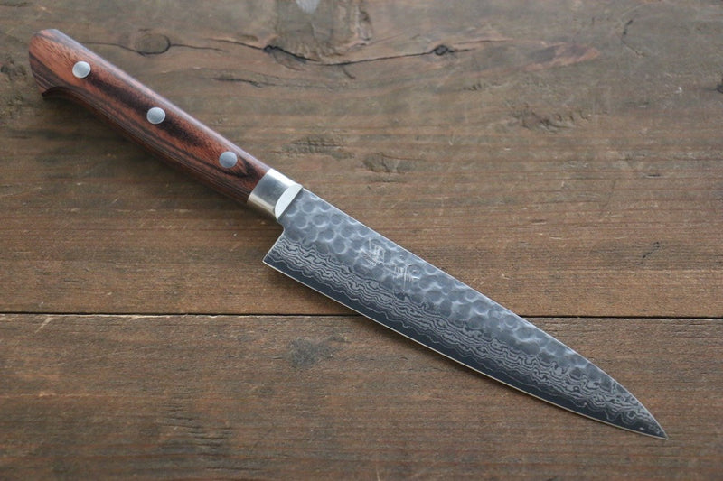 Seisuke VG10 17 Layer Damascus Petty-Utility  135mm Mahogany Handle - Japannywholesale