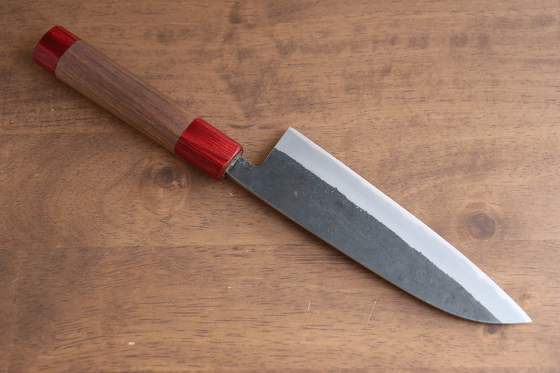 Seisuke Kurumi Blue Steel Kurouchi Santoku  165mm Walnut(With Double Red Pakka wood) Handle - Japannywholesale