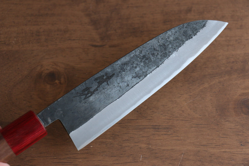 Seisuke Kurumi Blue Steel Kurouchi Santoku  165mm Walnut(With Double Red Pakka wood) Handle - Japannywholesale