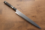 Jikko Blue Steel Damascus Sujihiki  300mm Ebony with Double Ring Handle - Japannywholesale