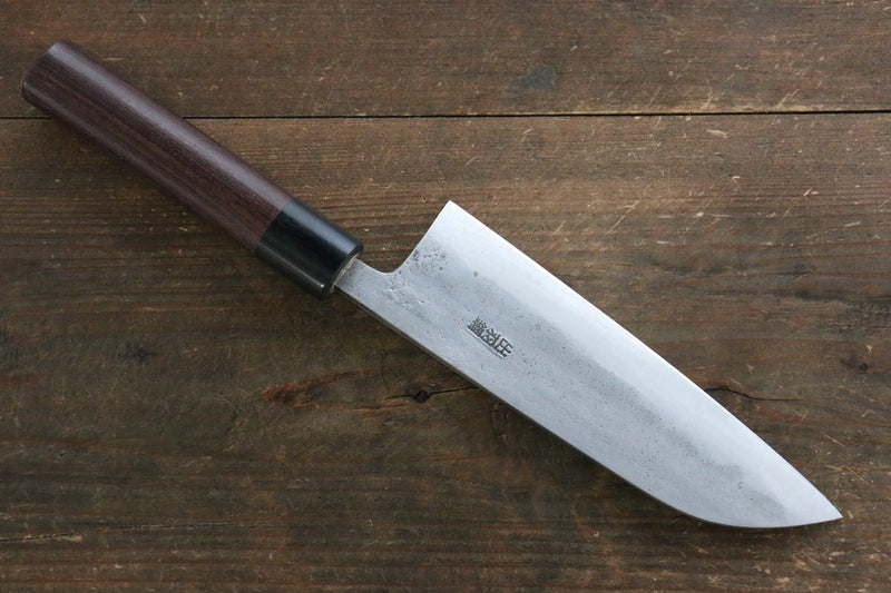 Fujiwara Teruyasu White Steel No.1 Nashiji Santoku  165mm with shitan Handle - Japannywholesale