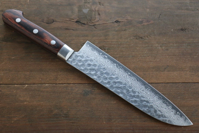 Seisuke VG10 17 Layer Damascus Santoku  180mm Mahogany Handle - Japannywholesale