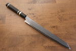 Jikko Blue Steel Damascus Kiritsuke Sujihiki  300mm Ebony with Double Ring Handle - Japannywholesale