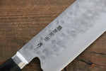 Fujiwara Teruyasu Maboroshi White Steel No.1 Nashiji Hammered Nakiri  150mm with Black Pakka wood Handle - Japannywholesale